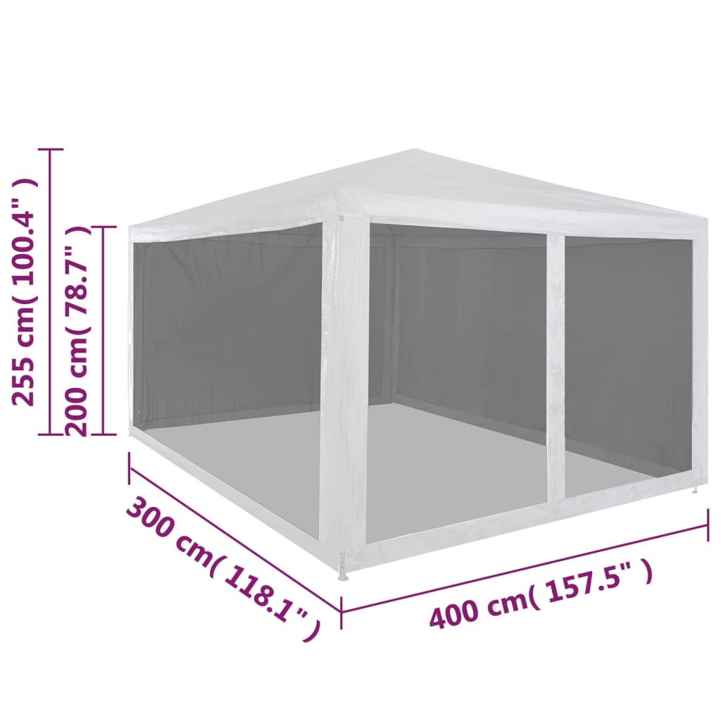 Berkfield Party Tent with 4 Mesh Sidewalls 4x3 m