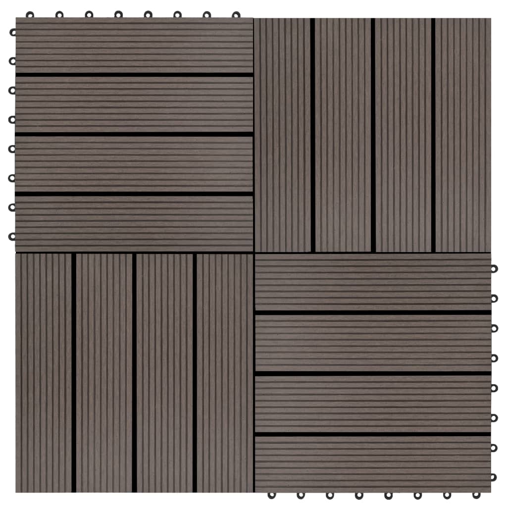 Berkfield 11 pcs Decking Tiles WPC 30x30 cm 1 sqm Dark Brown