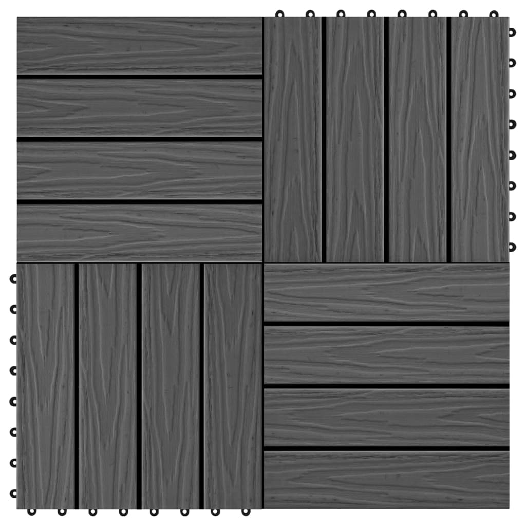 Berkfield 11 pcs Decking Tiles Deep Embossed WPC 30x30 cm 1 sqm Black
