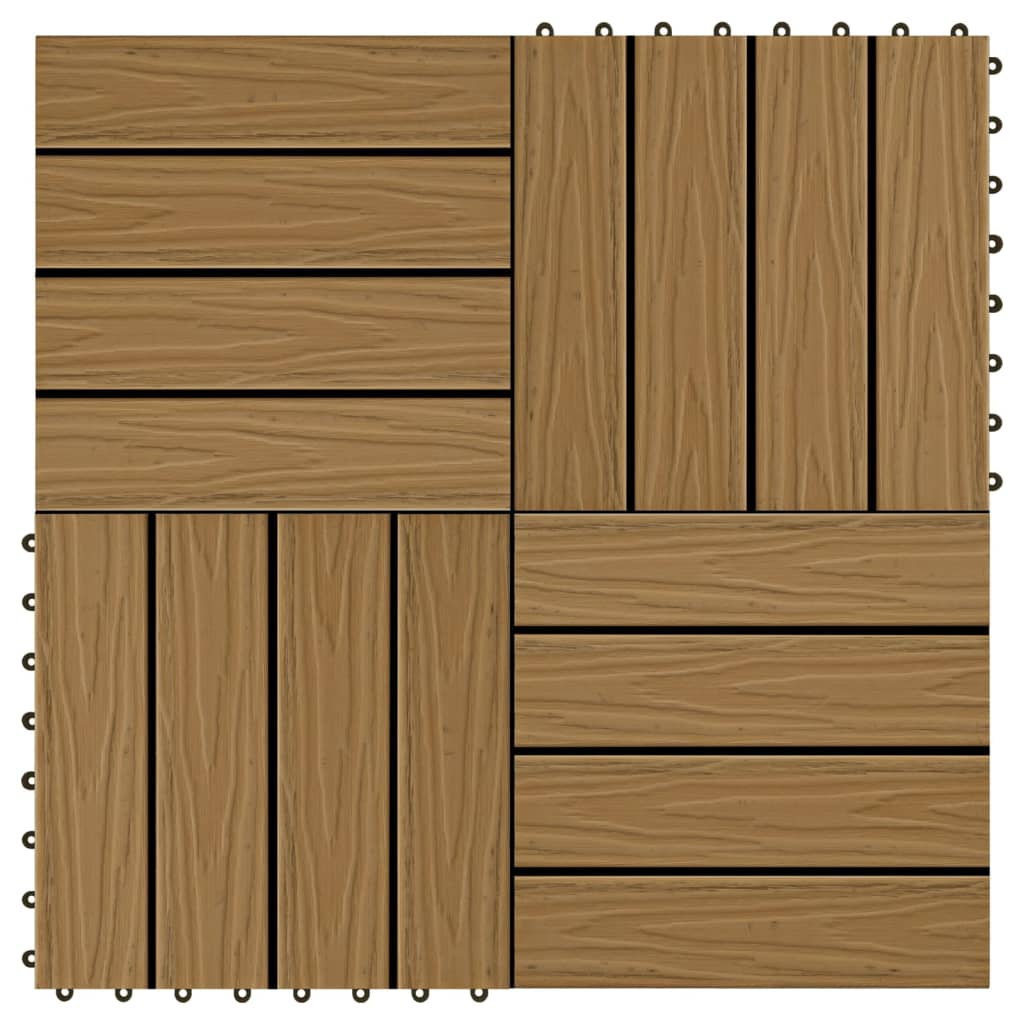 Berkfield 11 pcs Decking Tiles Deep Embossed WPC 30x30 cm 1 sqm Teak Colour