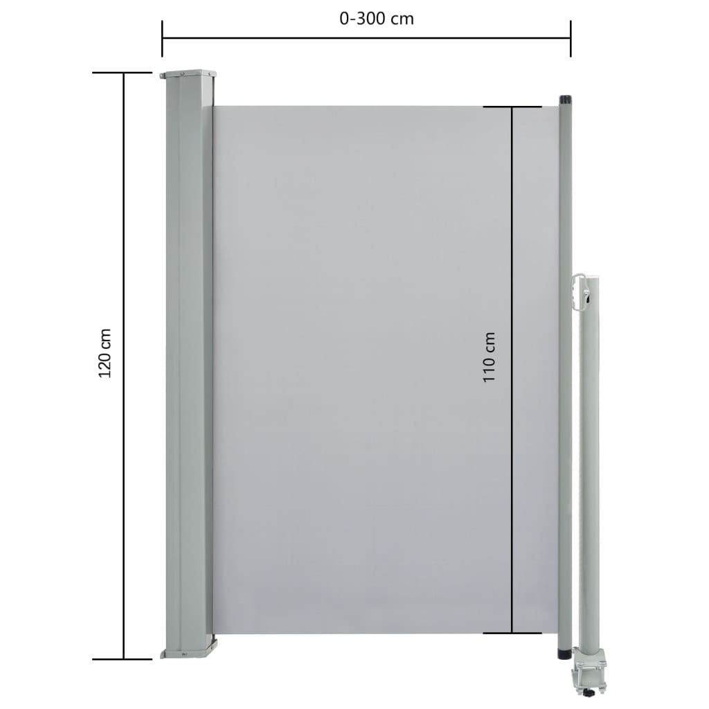 Berkfield Patio Retractable Side Awning 120 x 300 cm Grey