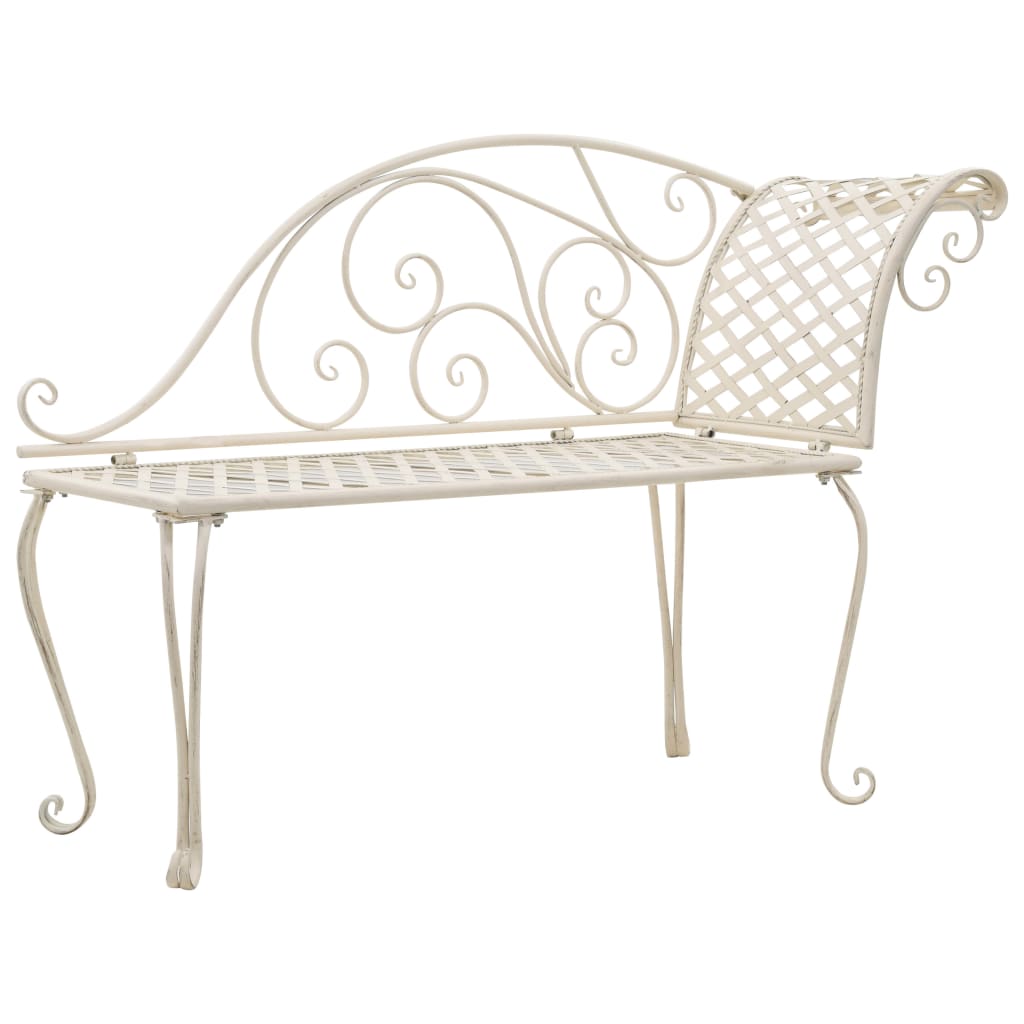 Berkfield Garden Chaise Lounge 128 cm Metal Antique White