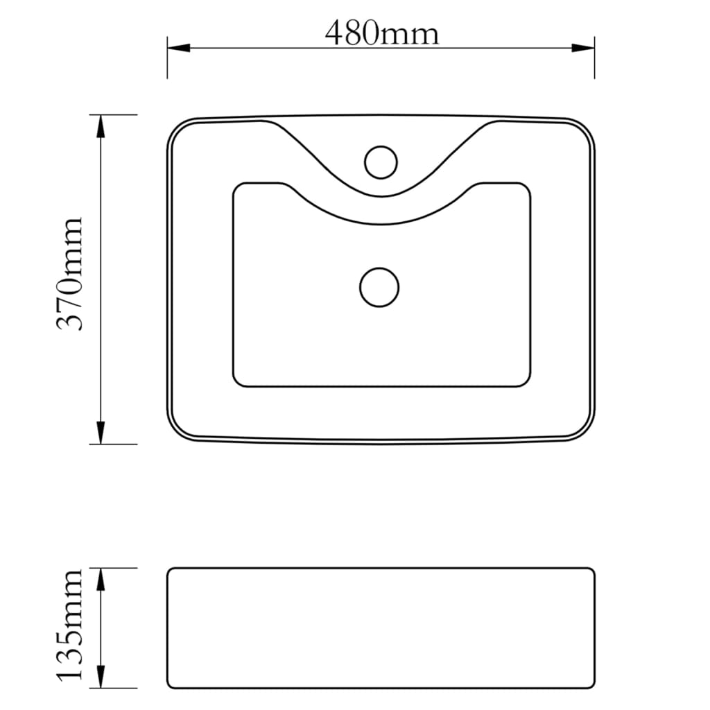 Berkfield Wash Basin with Faucet Hole 48x37x13.5 cm Ceramic Gold