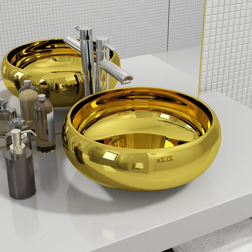 Berkfield Wash Basin 40x15 cm Ceramic Gold