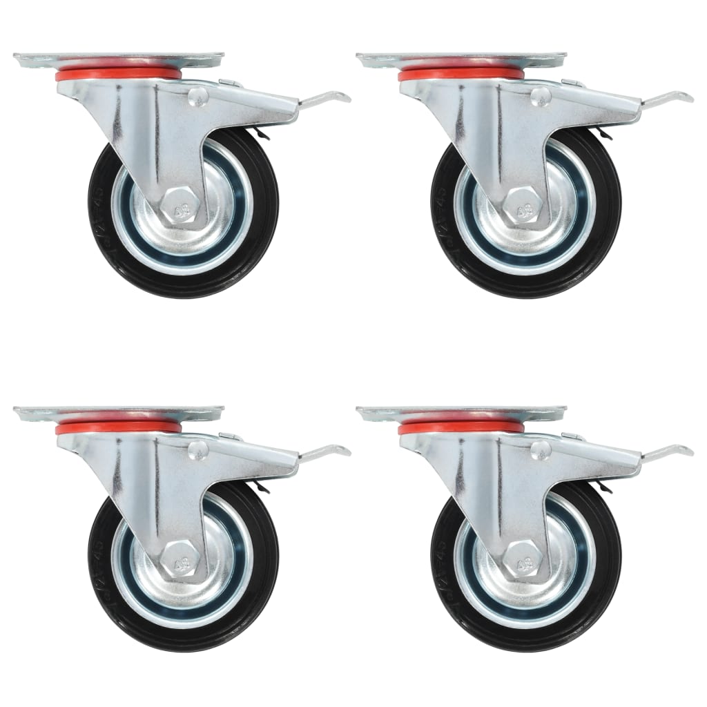 Berkfield Swivel Casters with Double Brakes 4 pcs 75 mm