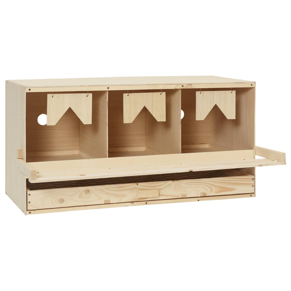 Berkfield Chicken Laying Nest 3 Compartments 72x33x38 cm Solid Pine Wood
