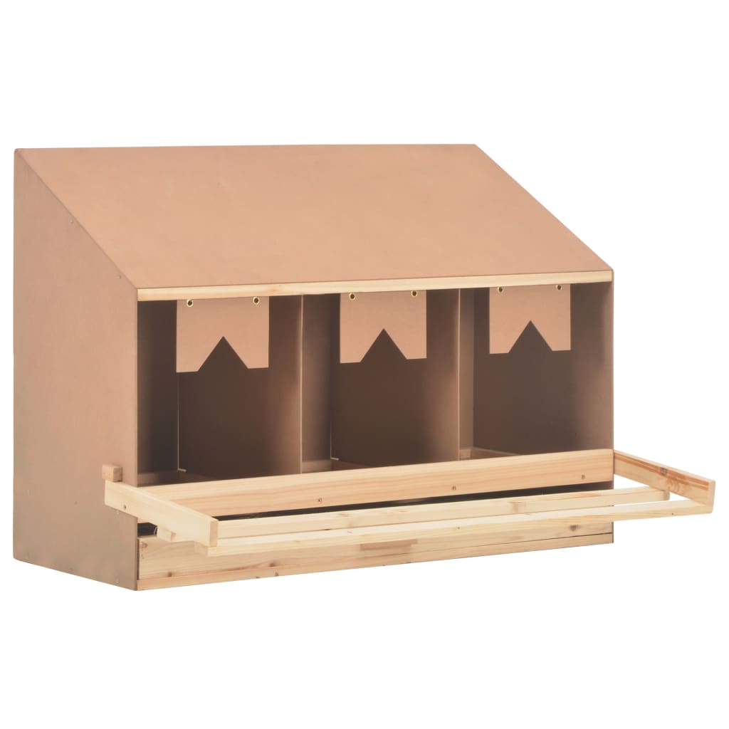 Berkfield Chicken Laying Nest 3 Compartments 93x40x65 cm Solid Pine Wood