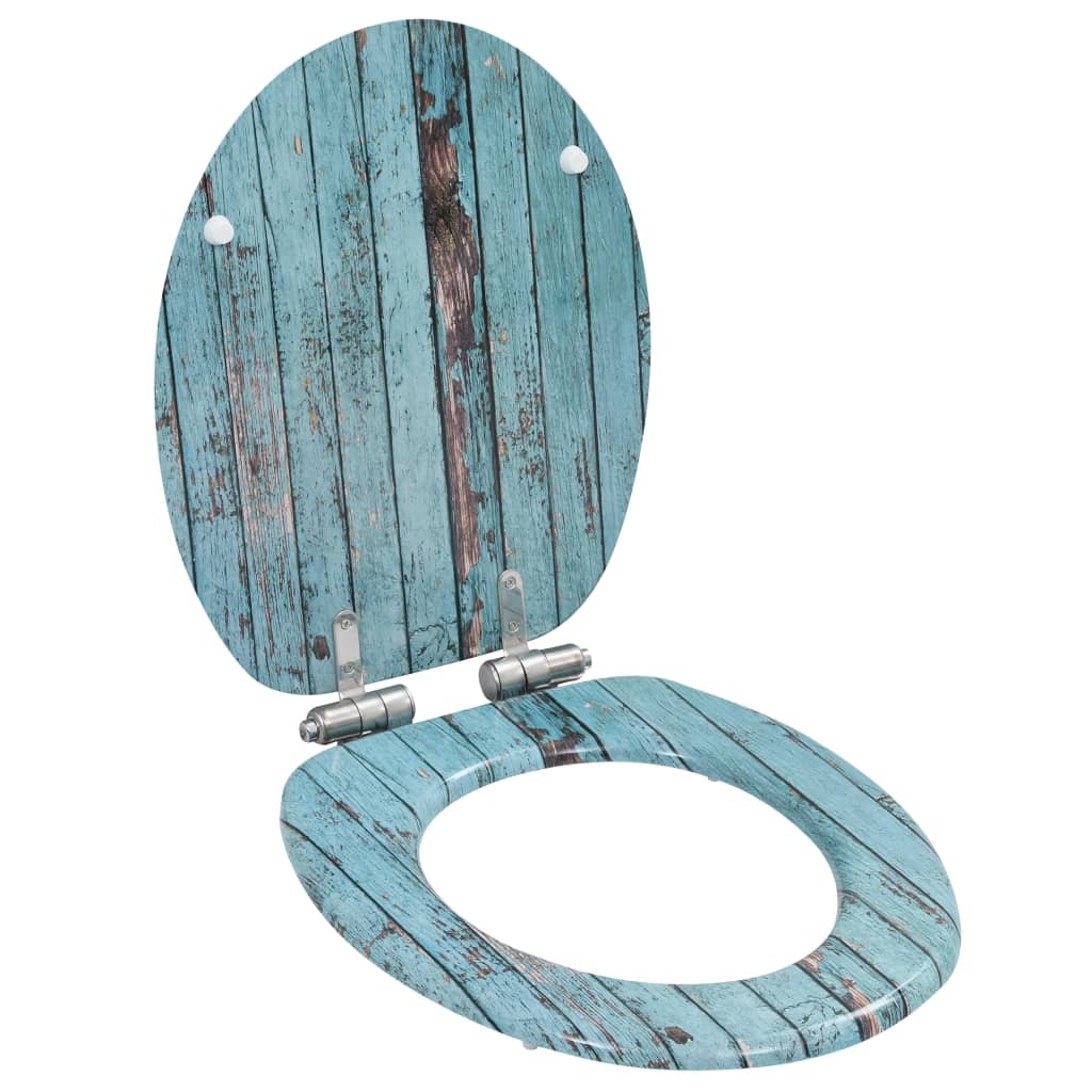 Berkfield WC Toilet Seat with Soft Close Lid MDF Old Wood Design