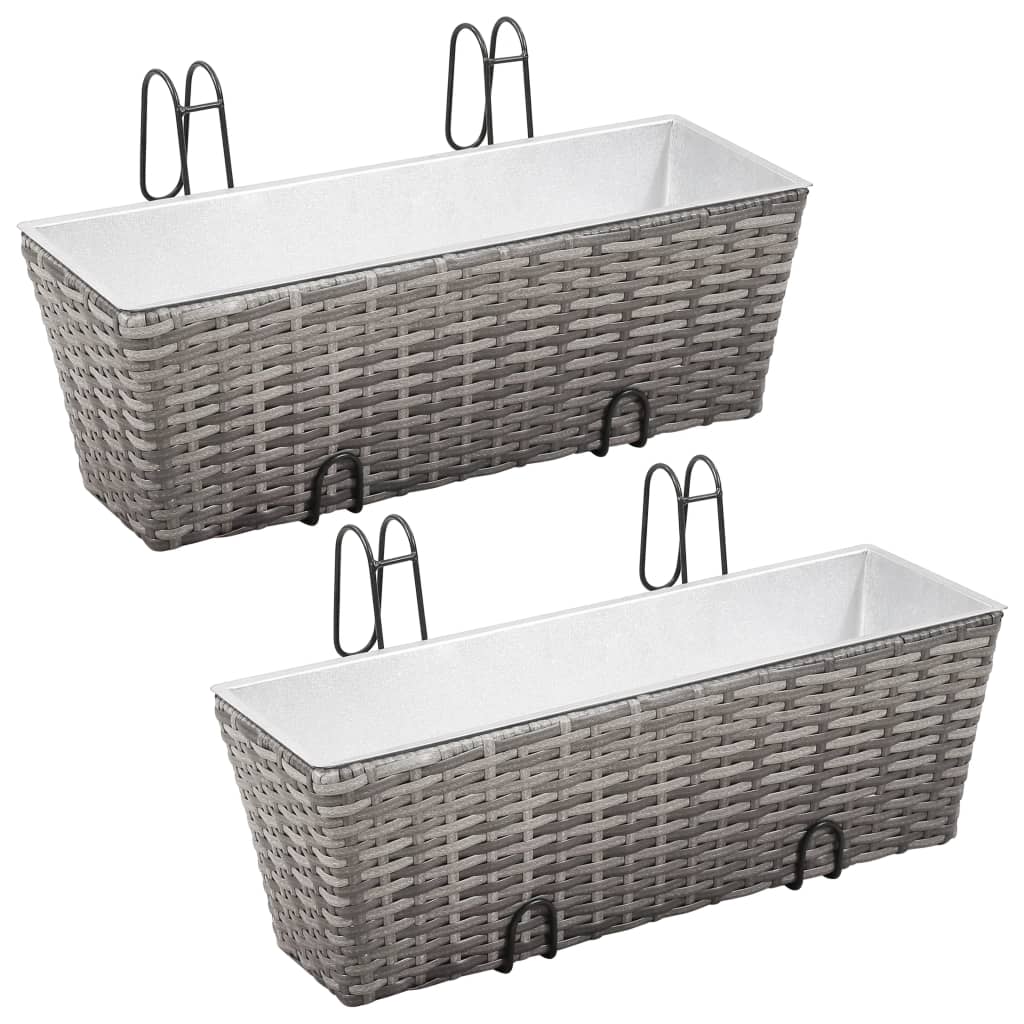 Berkfield Balcony Raised Beds 2 pcs 50 cm Grey Poly Rattan