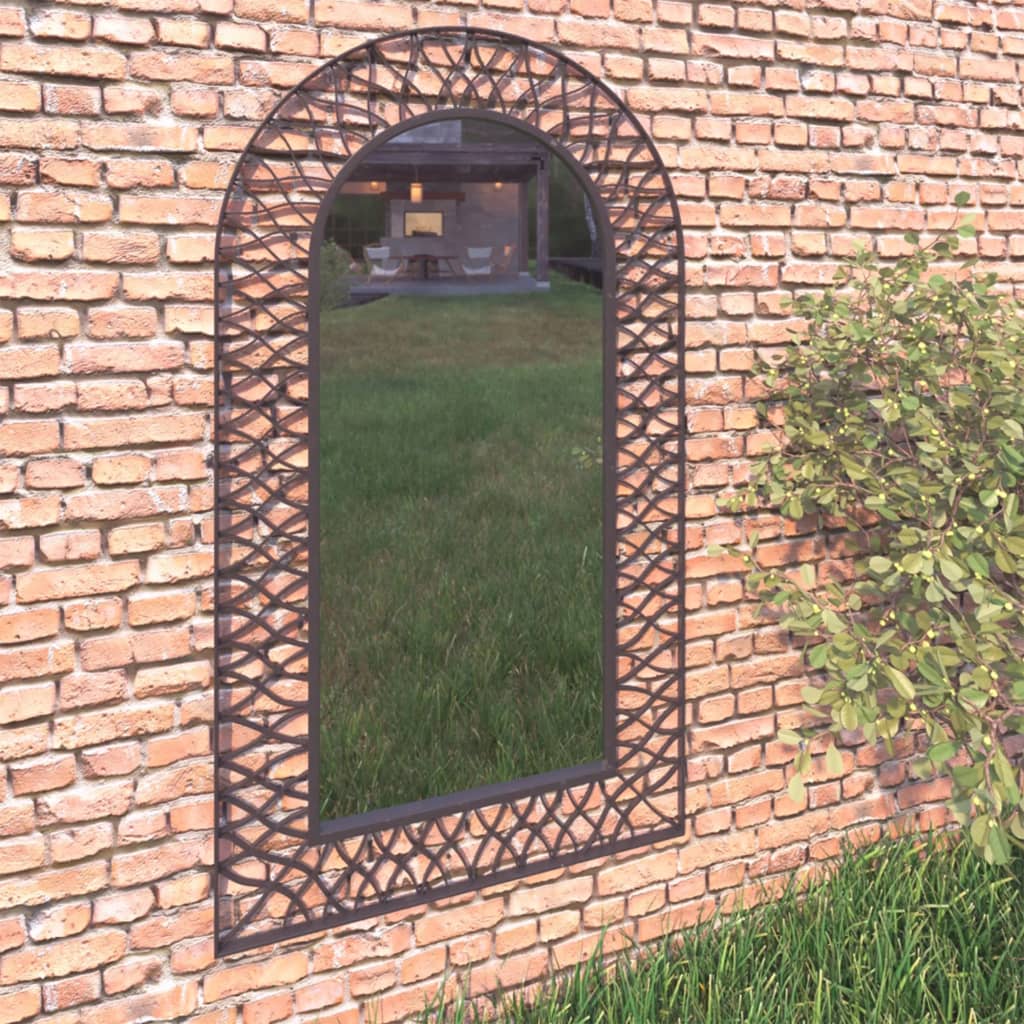 Berkfield Garden Wall Mirror Arched 60x110 cm Black