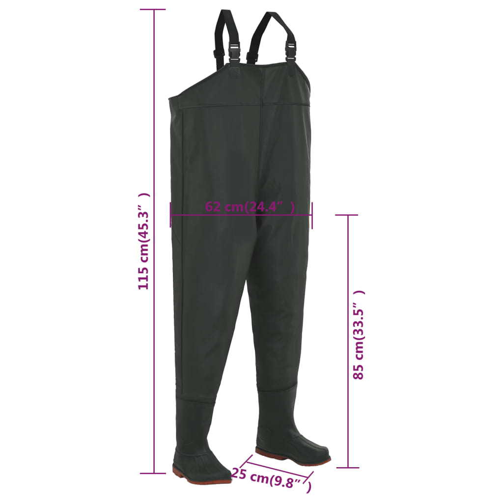 Berkfield Wading Pants with Boots Green Size 38
