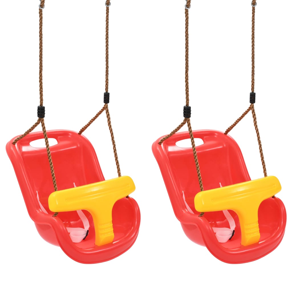 Berkfield Baby Swings 2 pcs with Safety Belt PP Red