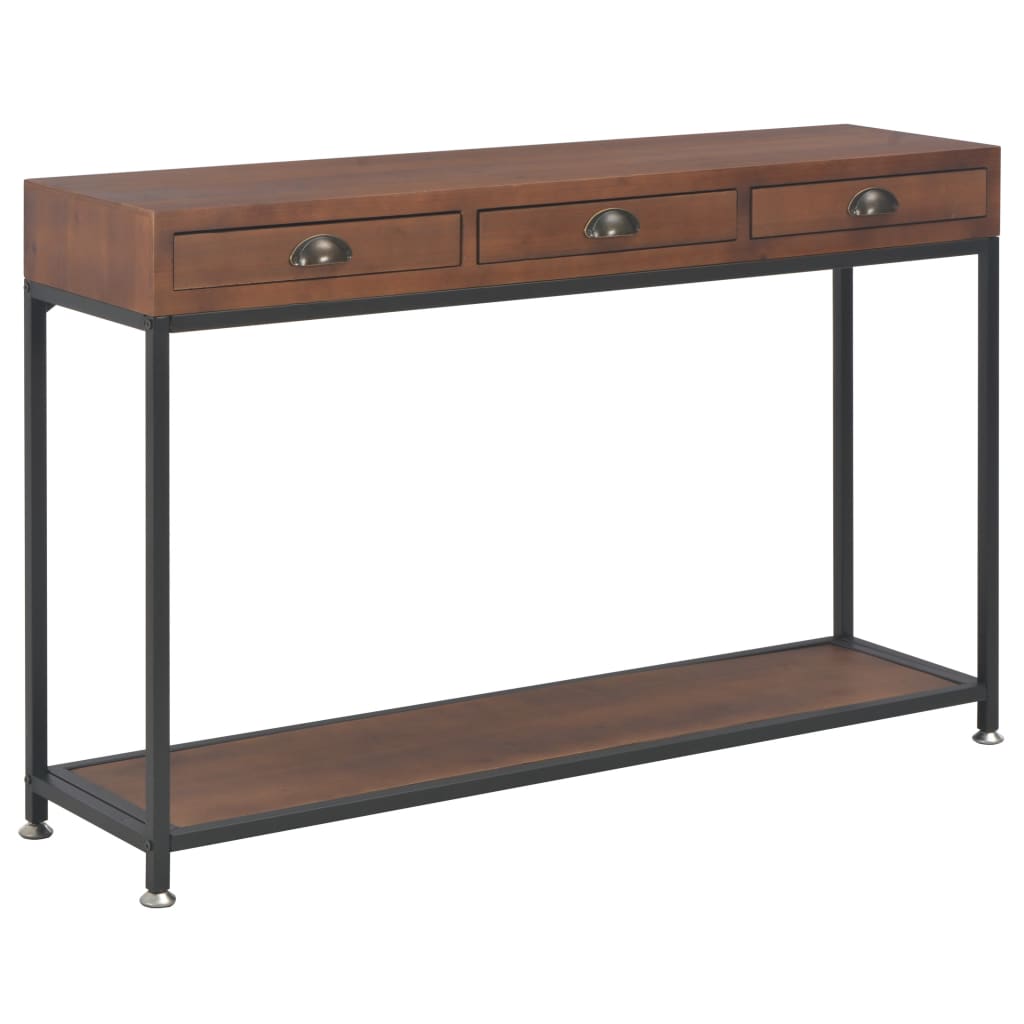 Berkfield Console Table with 3 Drawers 120x30x76 cm Solid Fir Wood