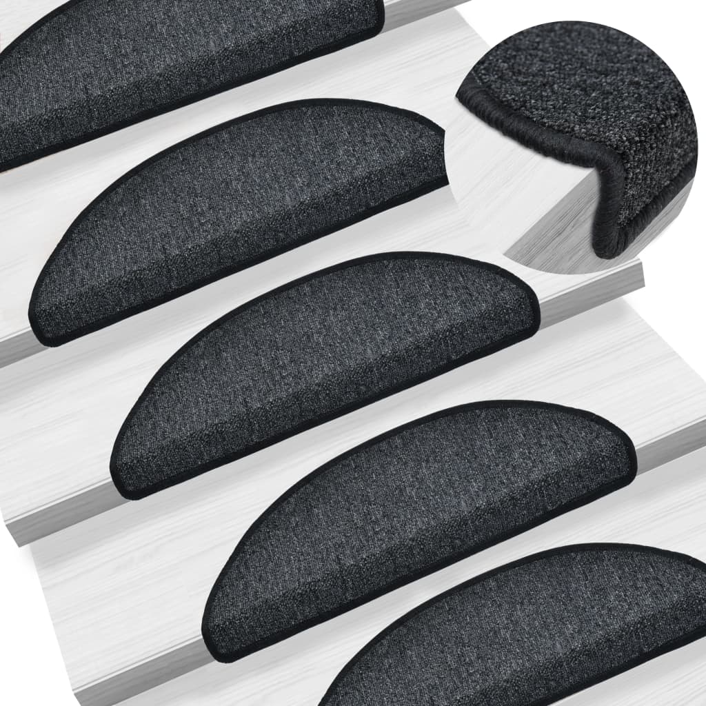Berkfield Carpet Stair Treads 15 pcs Anthracite 56x17x3 cm
