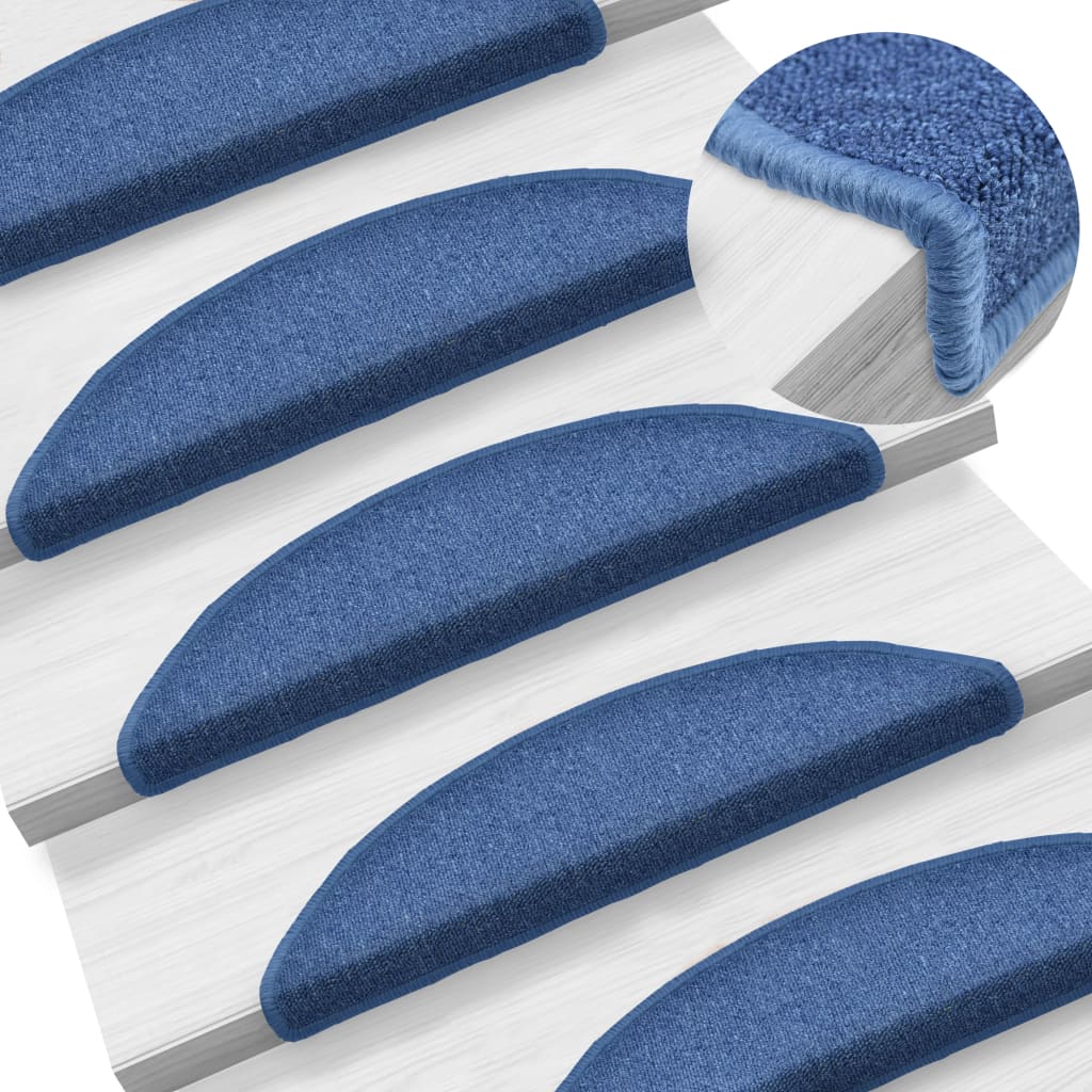 Berkfield Carpet Stair Treads 15 pcs Blue 56x17x3 cm