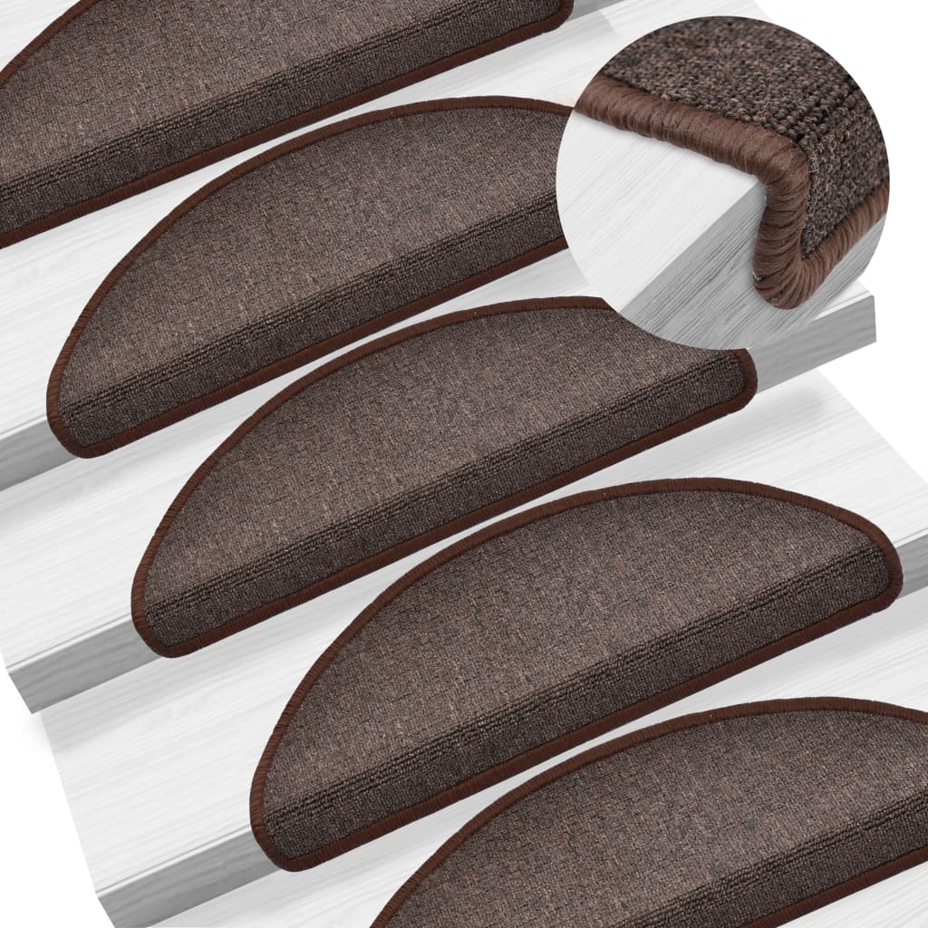 Berkfield Carpet Stair Treads 15 pcs Coffee Brown 65x24x4 cm