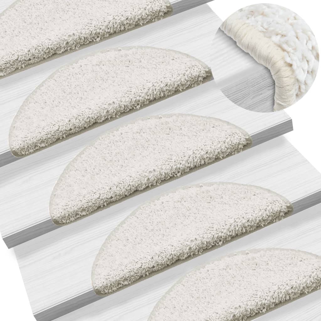Berkfield Carpet Stair Treads 15 pcs White 56x17x3 cm