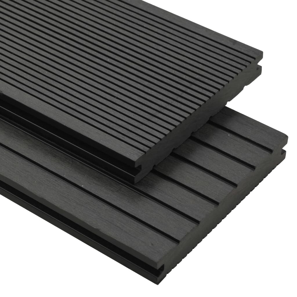 Berkfield WPC Solid Decking Boards with Accessories 16 m�__ 2.2 m Black