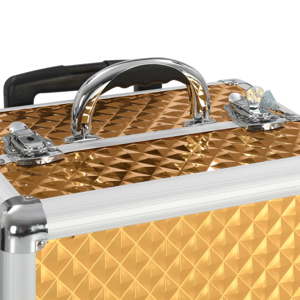 Berkfield Make-up Trolley 35x29x45 cm Gold Aluminium