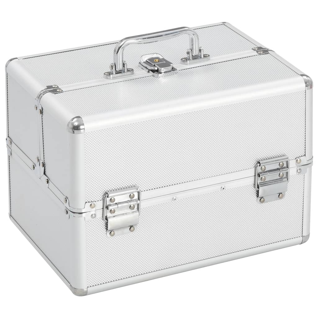 Berkfield Make-up Case 22x30x21 cm Silver Aluminium