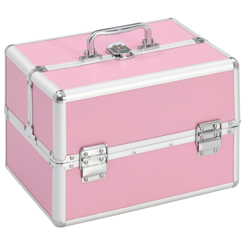 Berkfield Make-up Case 22x30x21 cm Pink Aluminium