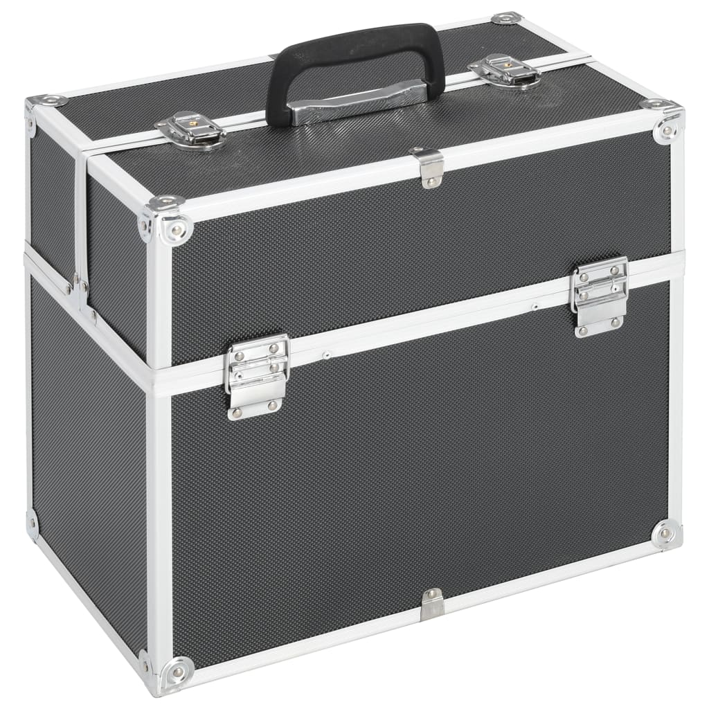 Berkfield Make-up Case 37x24x35 cm Black Aluminium
