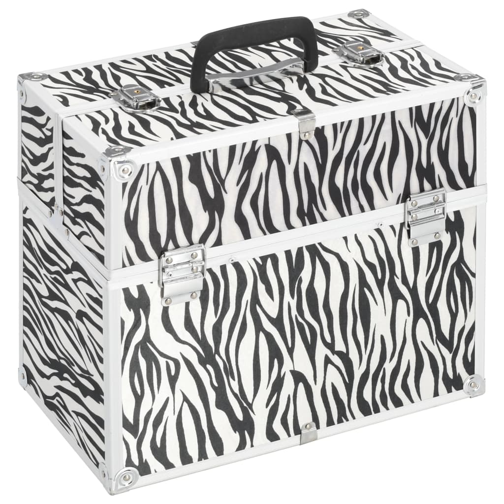 Berkfield Make-up Case 37x24x35 cm Zebra Stripe Aluminium