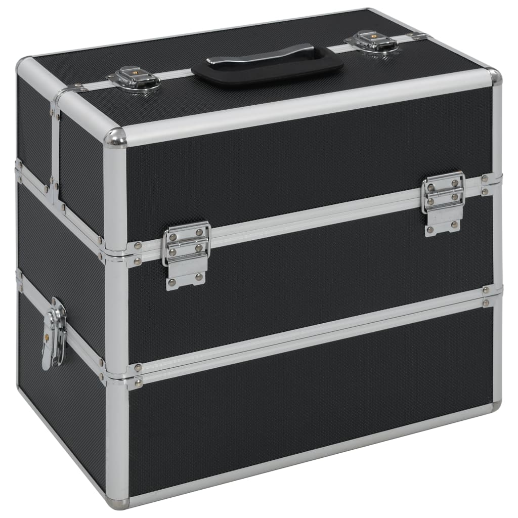 Berkfield Make-up Case 37x24x35 cm Black Aluminium