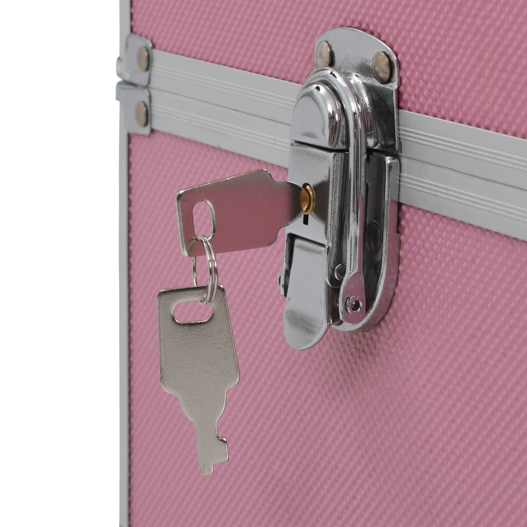 Berkfield Make-up Case 37x24x35 cm Pink Aluminium
