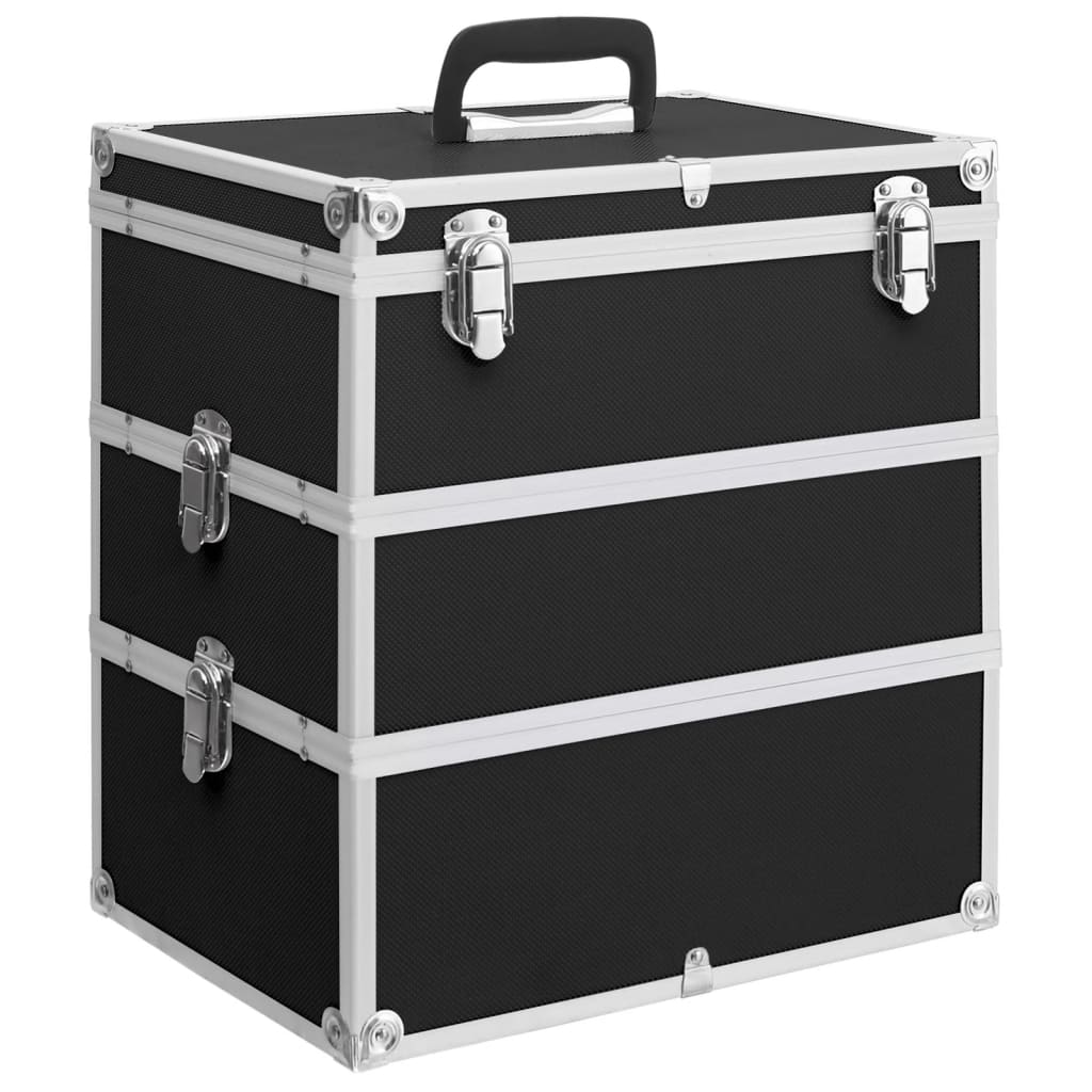 Berkfield Make-up Case 37x24x40 cm Black Aluminium