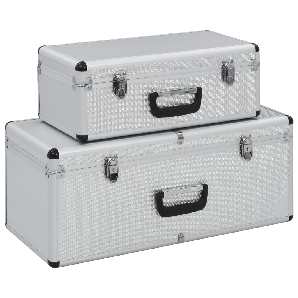 Berkfield Storage Cases 2 pcs Silver Aluminium