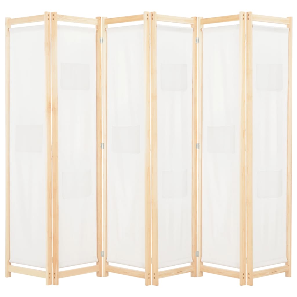 Berkfield 6-Panel Room Divider Cream 240x170x4 cm Fabric