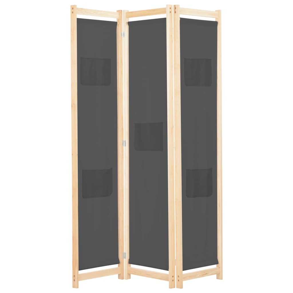Berkfield 3-Panel Room Divider Grey 120x170x4 cm Fabric