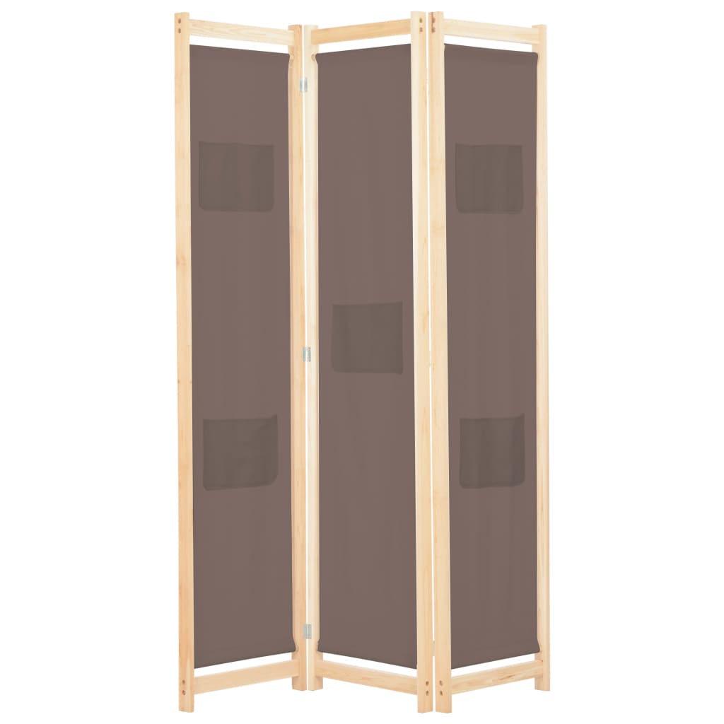 Berkfield 3-Panel Room Divider Brown 120x170x4 cm Fabric