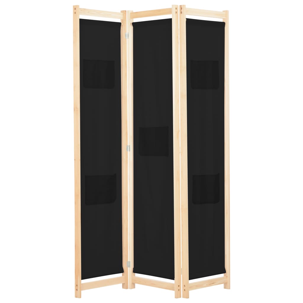Berkfield 3-Panel Room Divider Black 120x170x4 cm Fabric