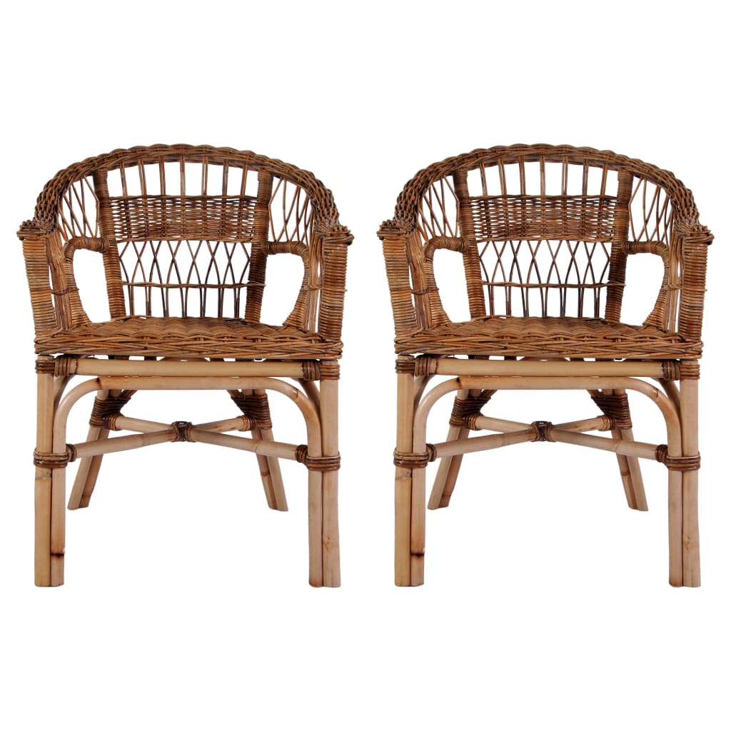 Berkfield Outdoor Chairs 2 pcs Natural Rattan Brown