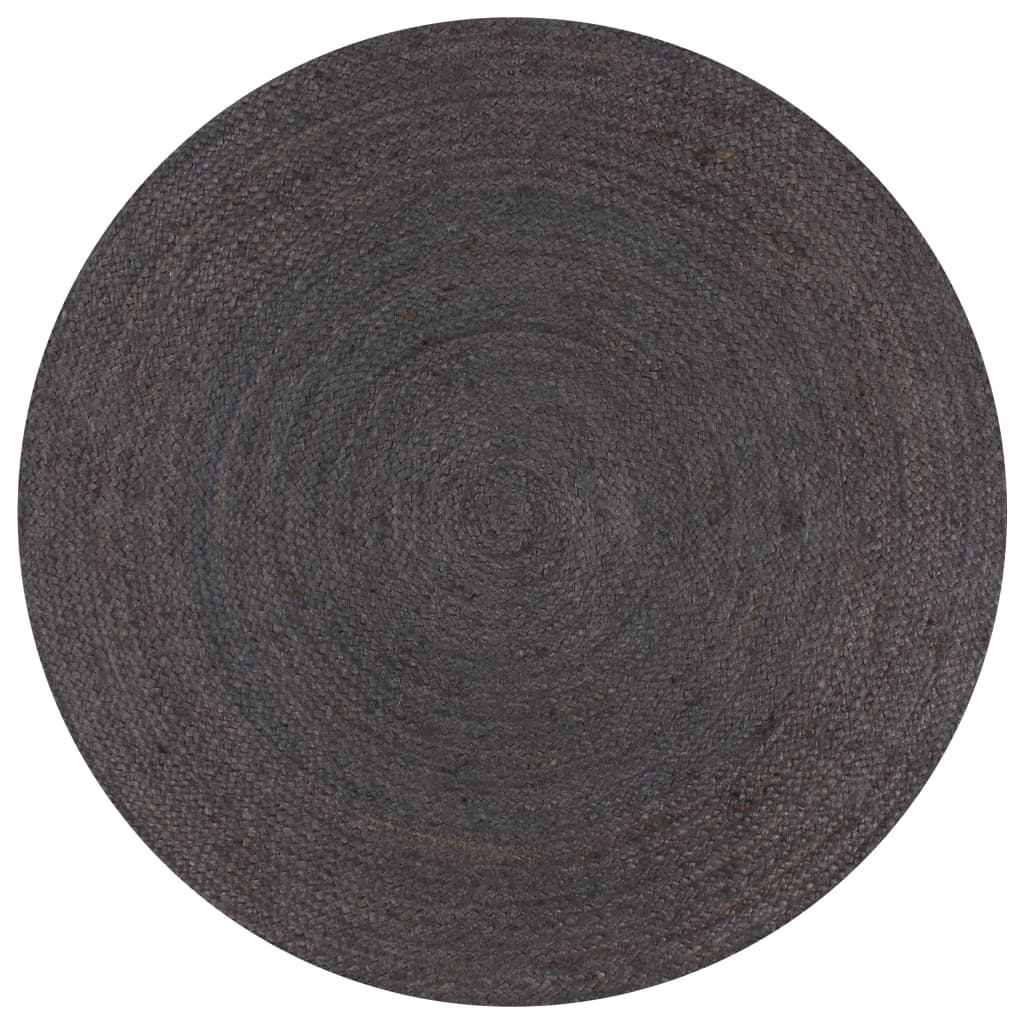 Berkfield Handmade Rug Jute Round 90 cm Dark Grey