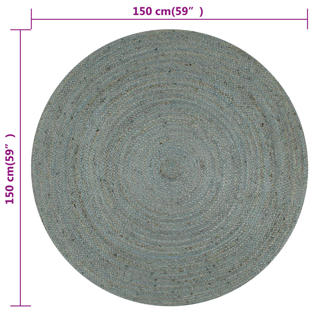 Berkfield Handmade Rug Jute Round 150 cm Olive Green