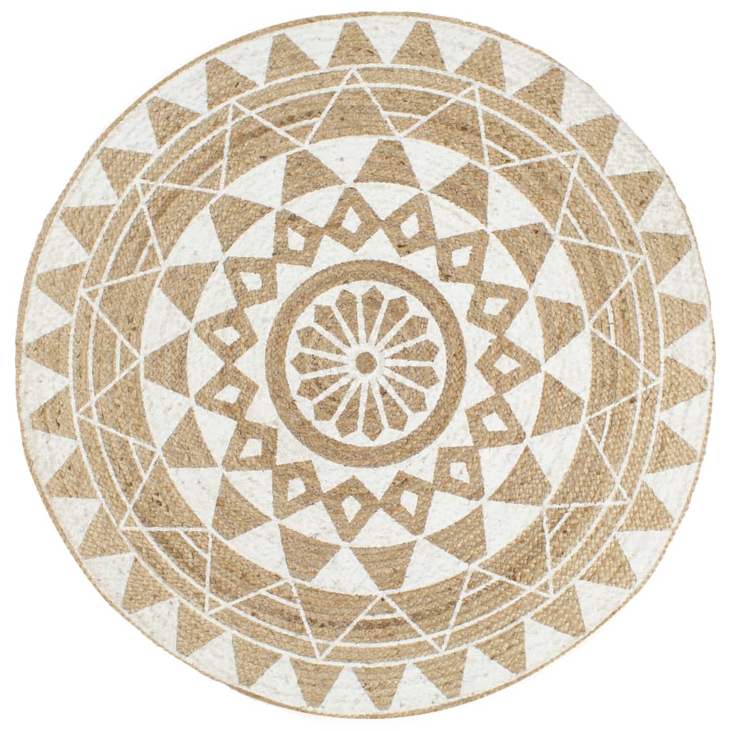 Berkfield Handmade Rug Jute with White Print 150 cm