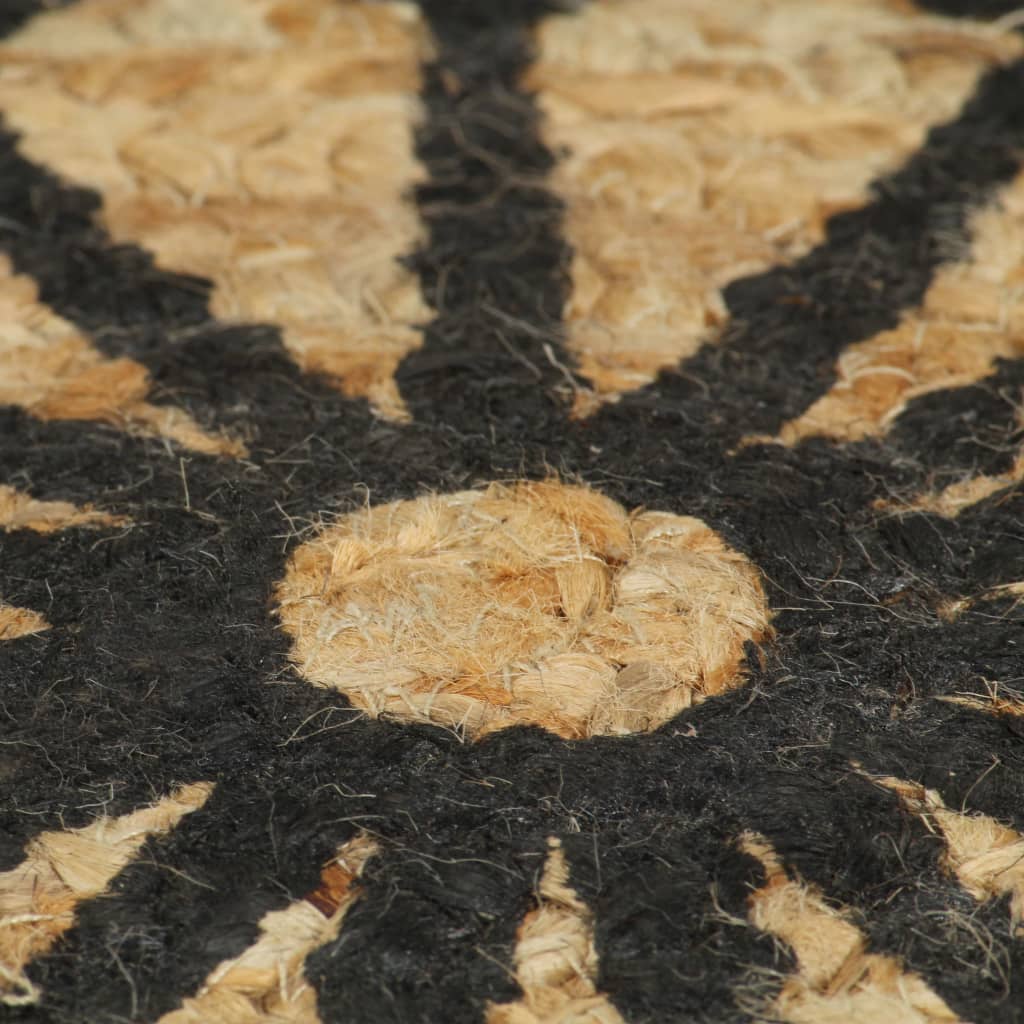 Berkfield Handmade Rug Jute with Black Print 150 cm