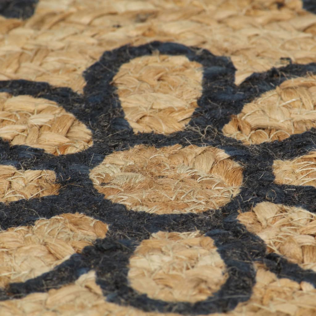 Berkfield Handmade Rug Jute with Dark Blue Print 120 cm