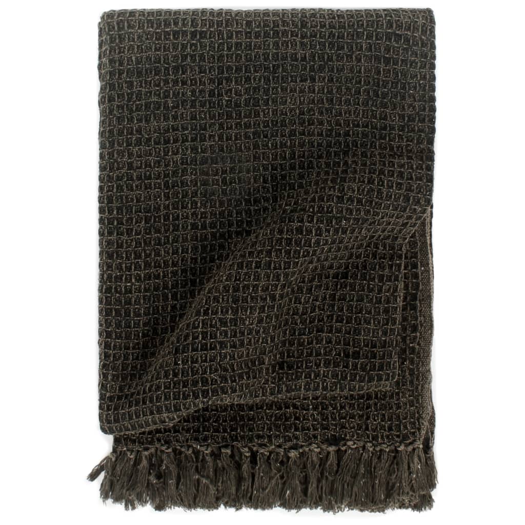 Berkfield Throw Cotton 125x150 cm Anthracite/Brown