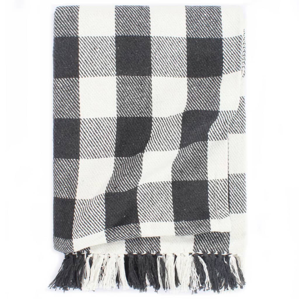 Berkfield Throw Cotton Check 160x210 cm Anthracite