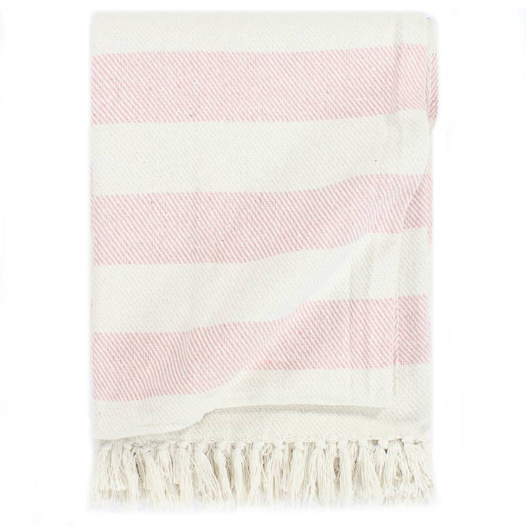 Berkfield Throw Cotton Stripe 125x150 cm Old Pink