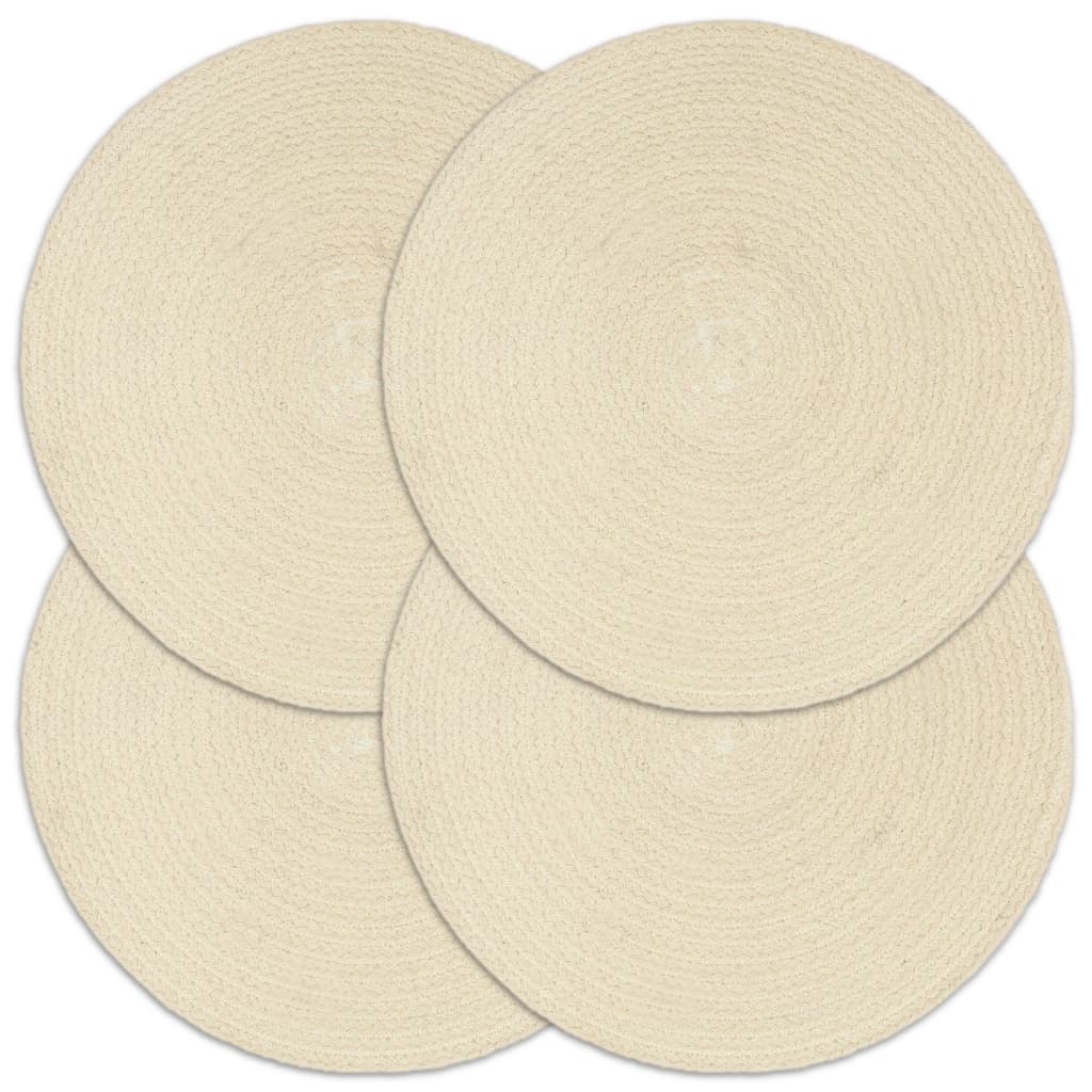Berkfield Placemats 4 pcs Plain Natural 38 cm Round Cotton