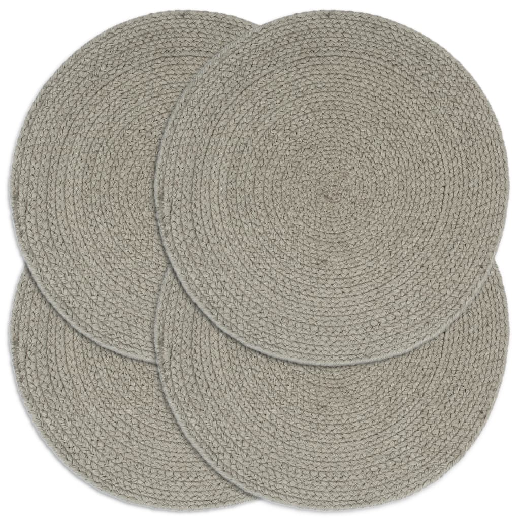Berkfield Placemats 4 pcs Plain Grey 38 cm Round Cotton