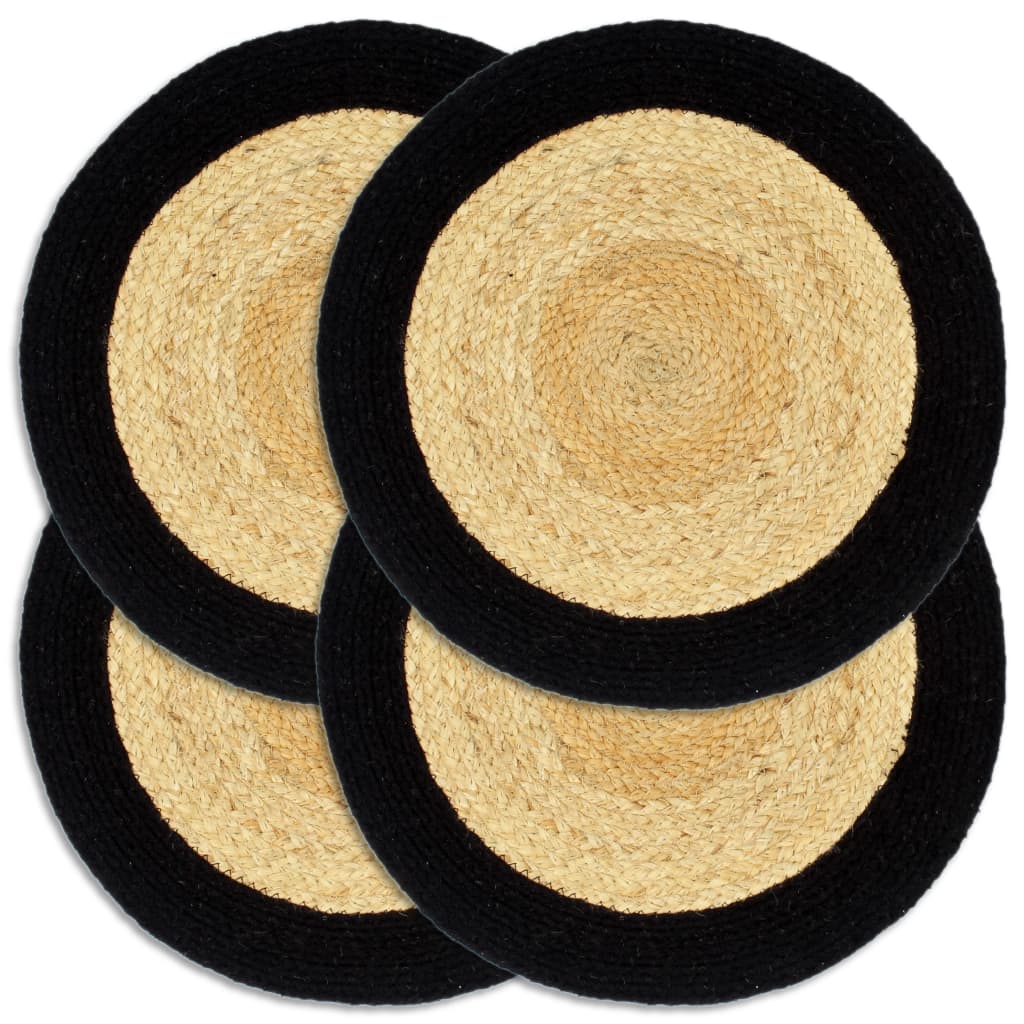 Berkfield Placemats 4 pcs Natural and Black 38 cm Jute and Cotton