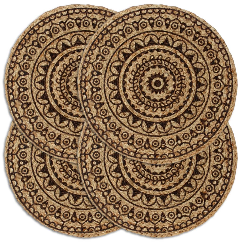 Berkfield Placemats 4 pcs Dark Brown 38 cm Round Jute
