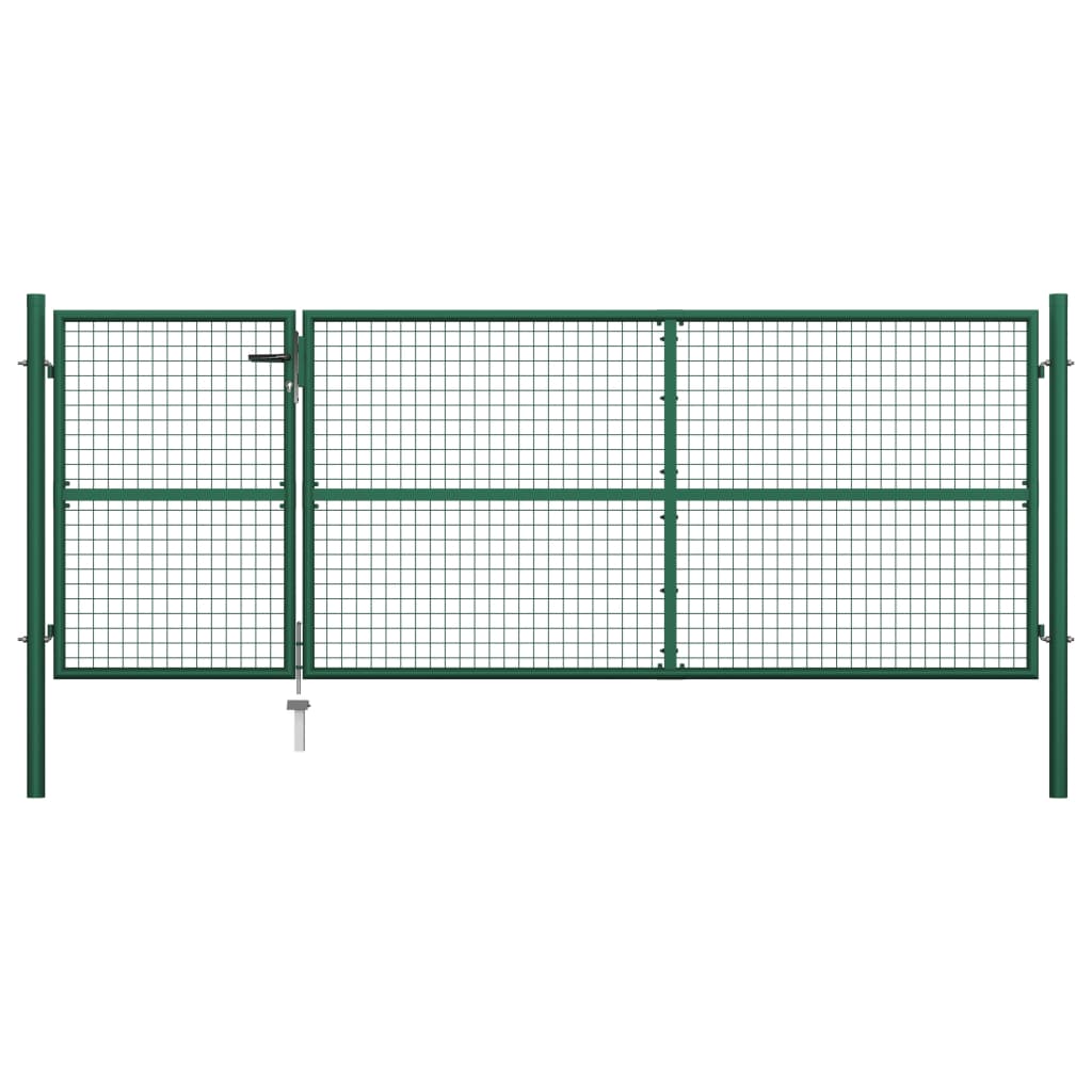 Berkfield Garden Gate Steel 350x125 cm Green