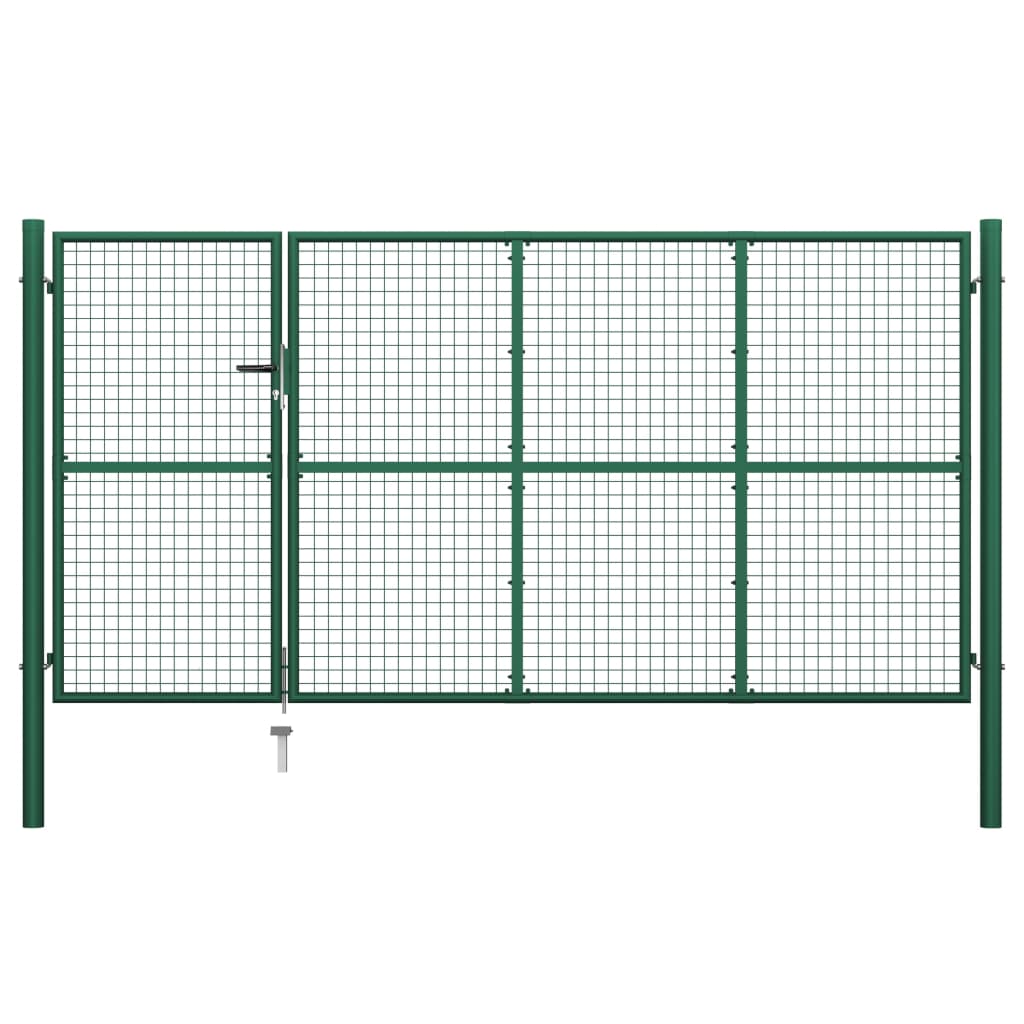Berkfield Garden Gate Steel 350x150 cm Green
